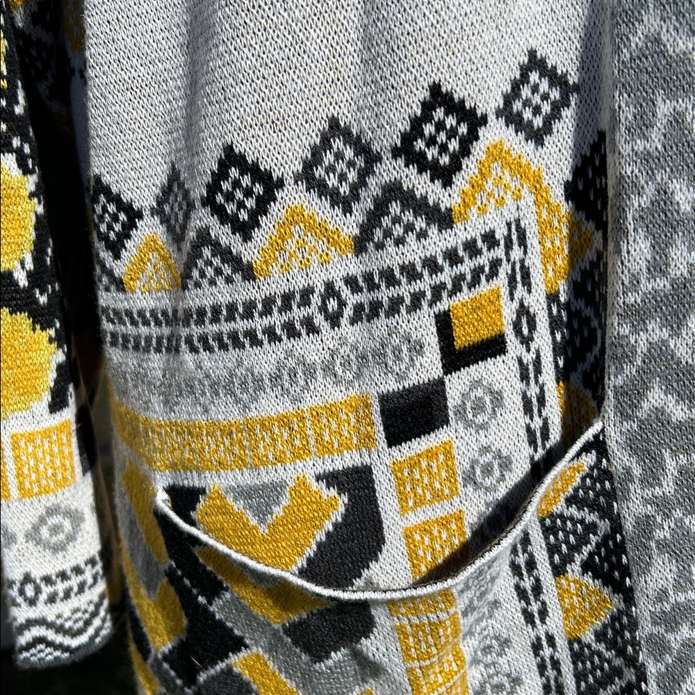 Vertigo Geometric Patterned Long Duster Cardigan - image 5